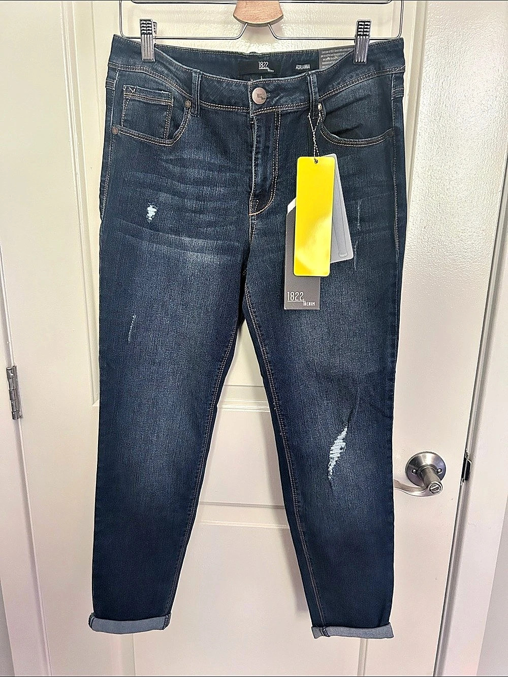 1822 Denim Adrianna Mid Rise Ankle Skinny Jeans Blue Waist 12 NWT